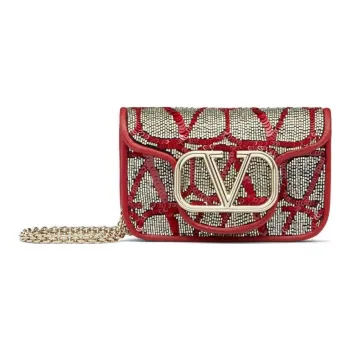 Valentino Silk Crossbody Bag Shoulder Bag Women's Red/Gold