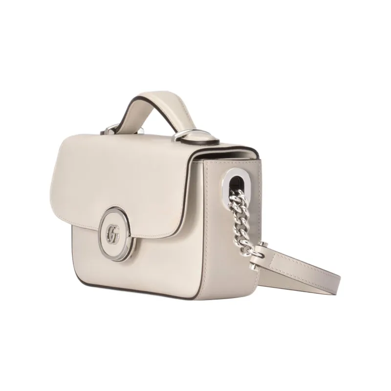GUCCI Leather Handbag Shoulder Bag Crossbody Bag Mini Women's White-1