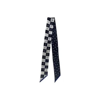 CHANEL Silk Scarves Unisex Black/White