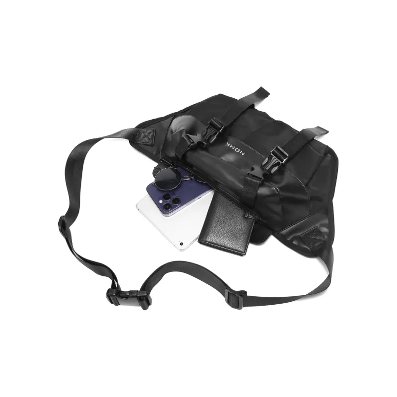 NOMK Oxford Workwear Messenger Bag Shoulder Bag Crossbody Bag Large Size Unisex Black-6