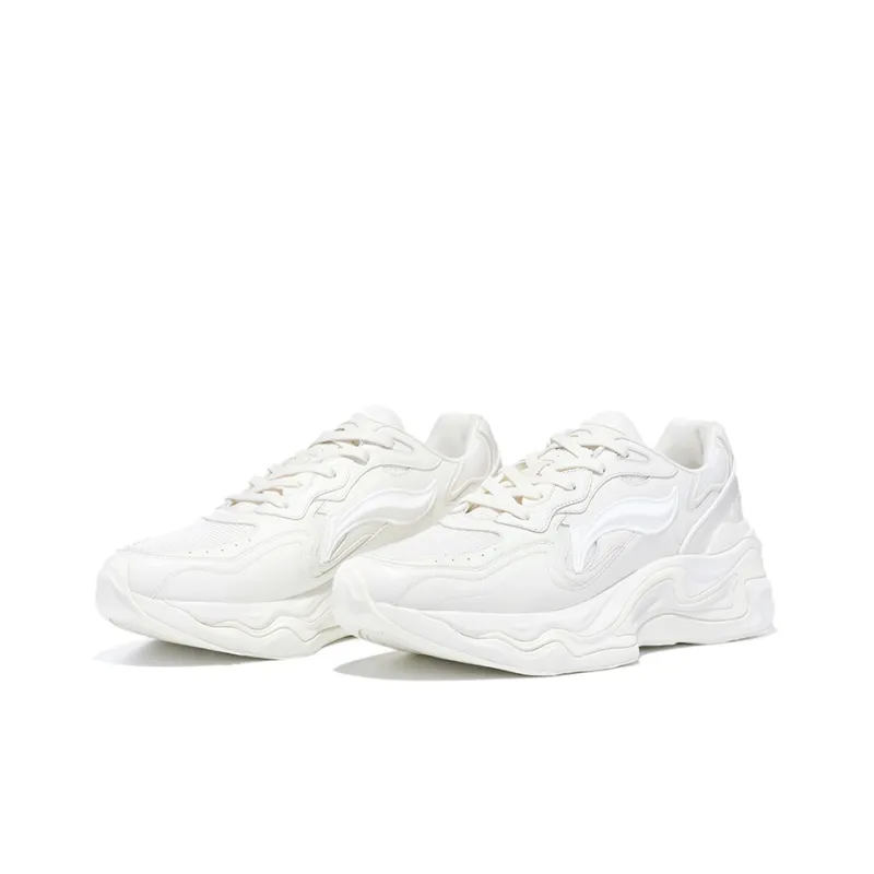 LI NING 1990 Lava Anti Slip Wear Resistant Low Top Sports Casual Shoes Women's Cream White-1