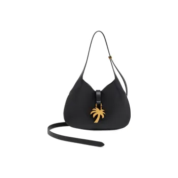 PALM ANGELS Cow Leather Hobo Bag Portable Crossbody Bag Shoulder Bag Women's Black