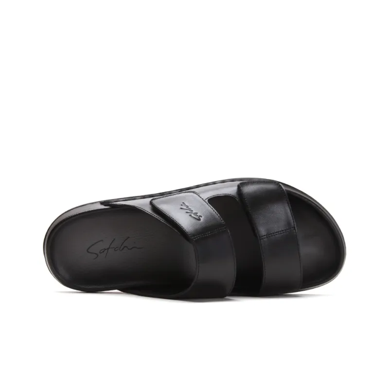 Satchi Rubber Sole Slip Resistant Slide Slippers Men's Black-3