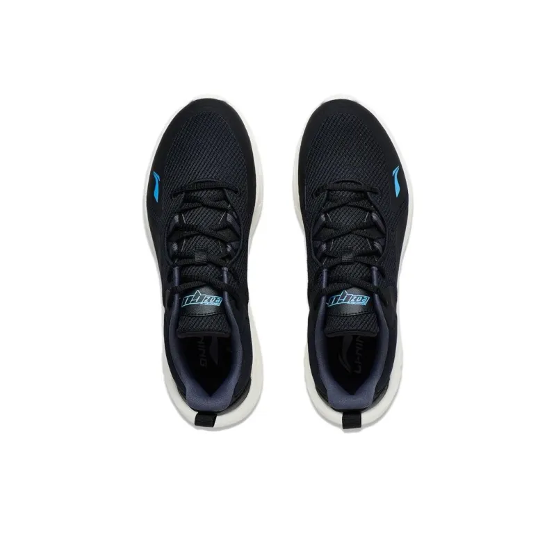 LiNing EasyFit Fle Abrasion Resistant Breathable Cushioning Low Top Running Shoes Men's Black Blue-3