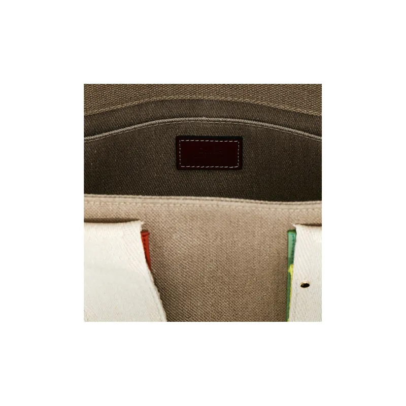 Chloe Linen Tote Bag Shopping Bag Crossbody One Shoulder Handbags Regular Women's Brown/Green-2