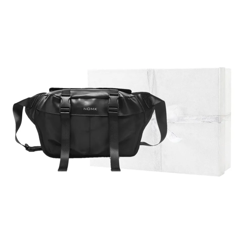 NOMK Oxford Workwear Messenger Bag Shoulder Bag Crossbody Bag Large Size Unisex Black-8