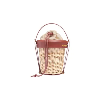 Jacquemus Wicker With Cow Leather Bucket Bag, Shoulder Bag, Crossbody Bag, Handbag Women's Brown
