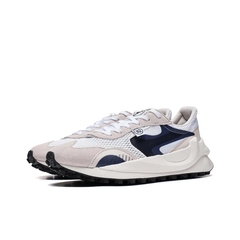 LiNing Square And Round Anti Slip Wear Resistant Low Top Sports Casual Shoes Men's White Gray Blue-2