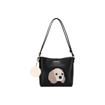 Hush Puppies Cow Leather Crossbody Bags Shoulder Bags Medium Size Women's Black