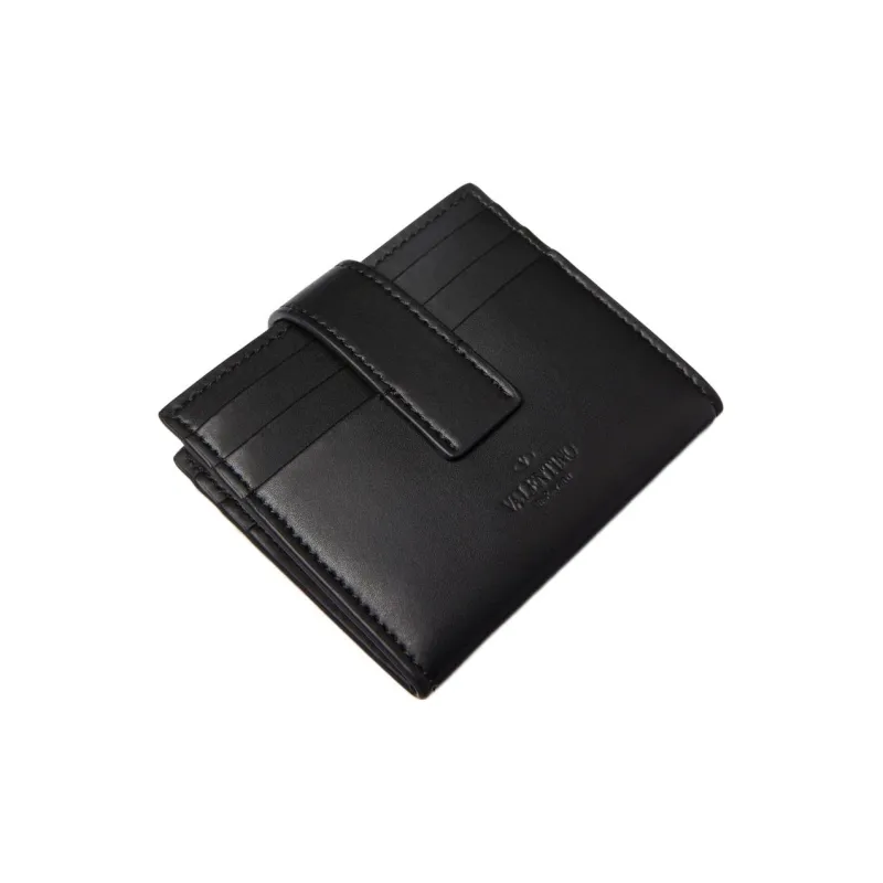 Valentino VLTN Cow Leather Wallet Card Holder Shoulder Bag Regular Men's Black-2