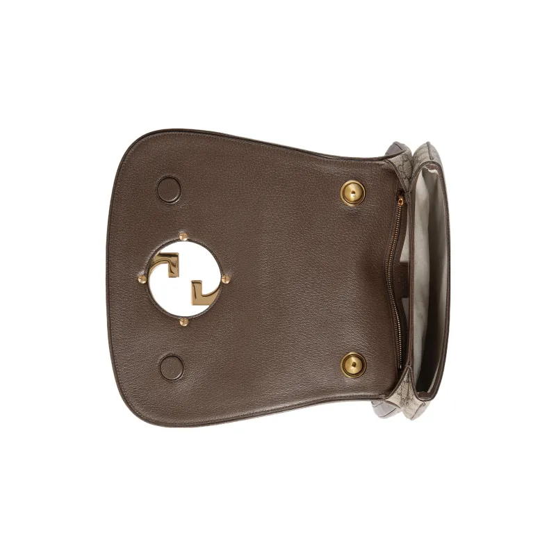 GUCCI Blondie Canvas With Leather Binding Shoulder Bag Crossbody Bag Handbag Medium Size Women's Brown-6