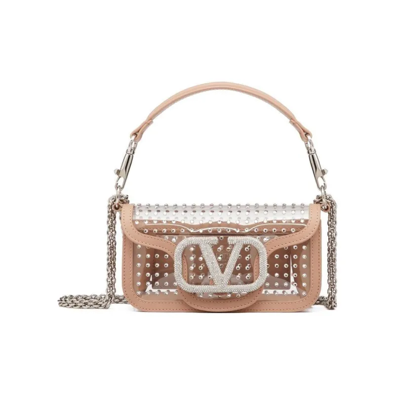Valentino Calfskin Portable Crossbody Bag, Shoulder Bag Women's Pink-0