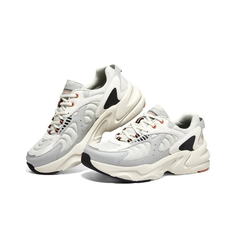 Skechers BOBS BAMINA 2 Lava Ripple Cushioning Wear Resistant Low Top Casual Shoes Men's White Gray Orange-2