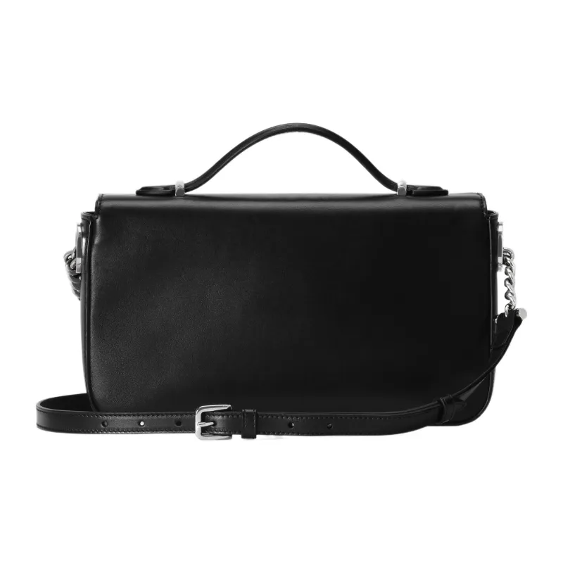 GUCCI Leather Handbag Shoulder Bag Crossbody Bag Small Size Women's Black-2
