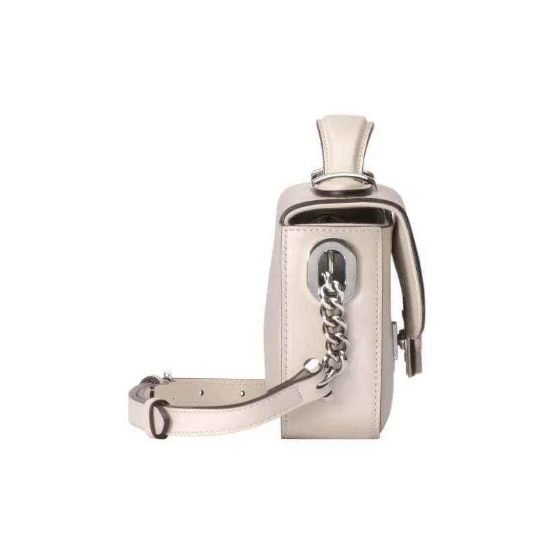 GUCCI Leather Handbag Shoulder Bag Crossbody Bag Mini Women's White-2
