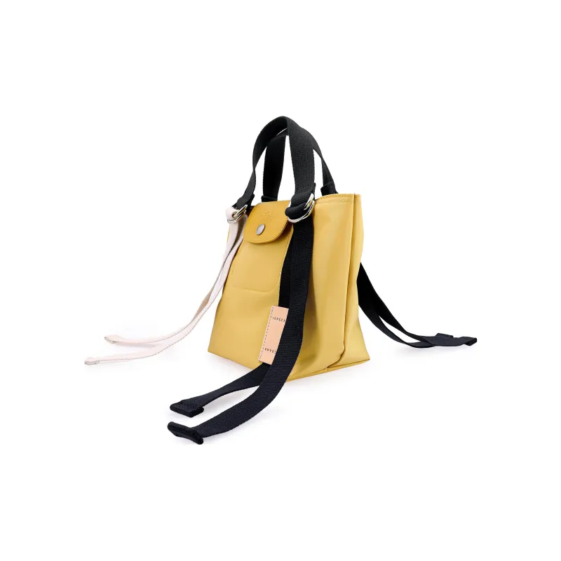 LONGCHAMP Le Pliage Re play Canvas With Leather Trim Canvas Shoulder Bag, Handbag Trumpets Women's Grain Yellow-1