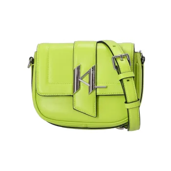 KARL LAGERFELD Cow Leather Crossbody Bag, Shoulder Bag Women's Green