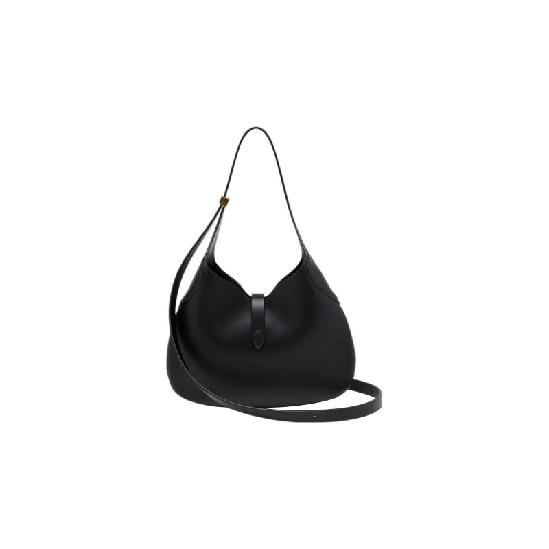 PALM ANGELS Cow Leather Hobo Bag Portable Crossbody Bag Shoulder Bag Women's Black-4
