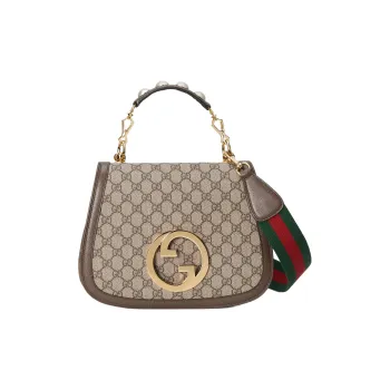 GUCCI Blondie Canvas With Leather Binding Shoulder Bag Crossbody Bag Handbag Medium Size Women's Brown