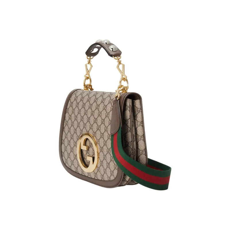 GUCCI Blondie Canvas With Leather Binding Shoulder Bag Crossbody Bag Handbag Medium Size Women's Brown-1