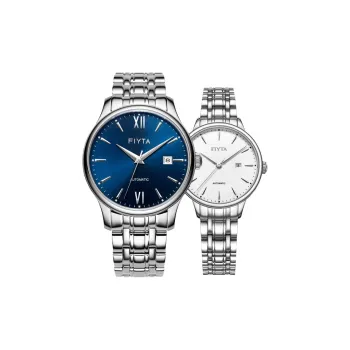 Fiyta Classic Collection Automatic Mechanical Movement Stainless Steel Strap Watch Unisex White Dial