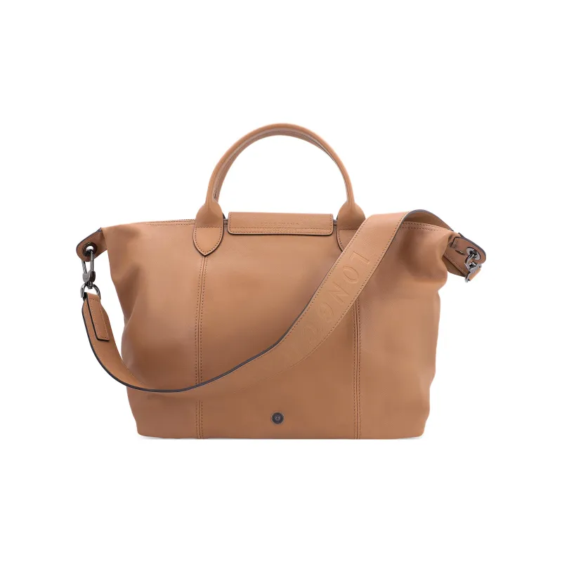 LONGCHAMP Le Pliage Cuir Sheepskin Short Handle Crossbody Dumpling Bag Handbag Medium Size Women's Hazelnut Umber-2