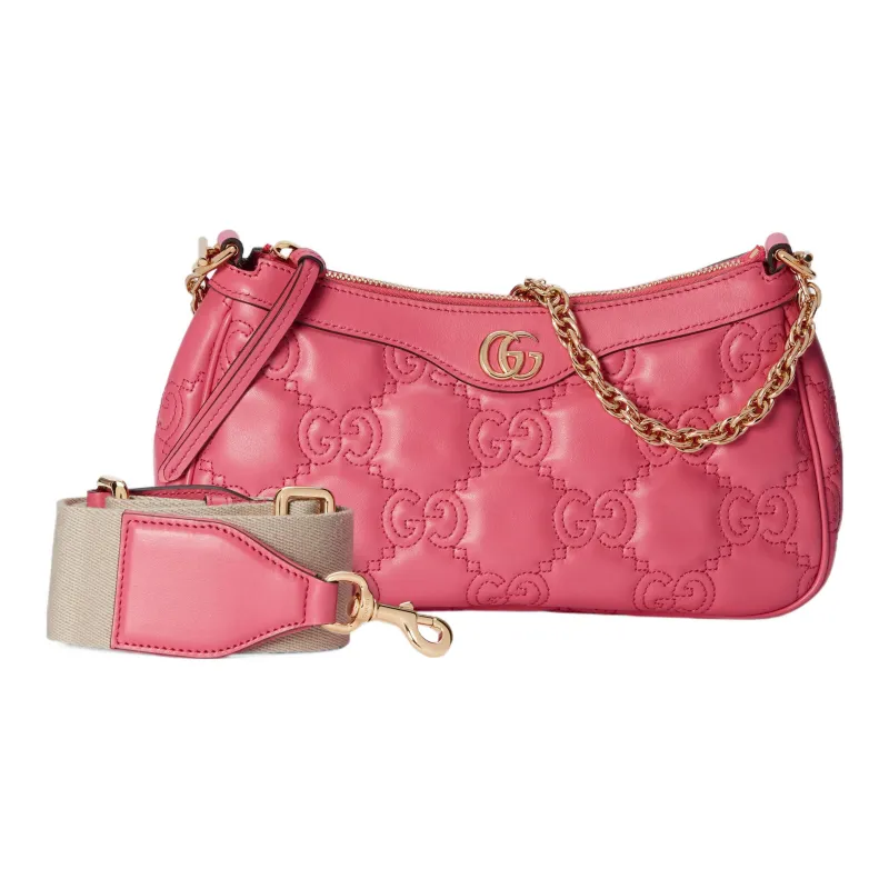 GUCCI GG Matelassé Leather Pochette, Shoulder Bag Shoulder Bag, Handbag Women's Pink-2