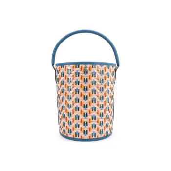 LONGCHAMP Cow Leather Bucket Bags Handbags Small Size Women's Blue Beige Orange Multicolor
