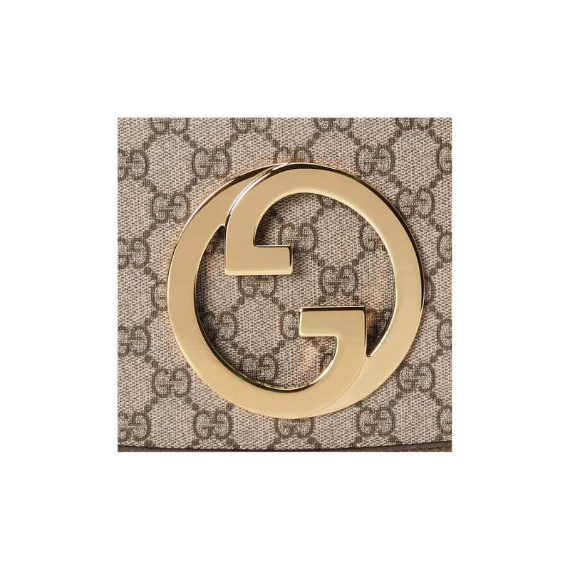 GUCCI Blondie Canvas With Leather Binding Shoulder Bag Crossbody Bag Handbag Medium Size Women's Brown-8