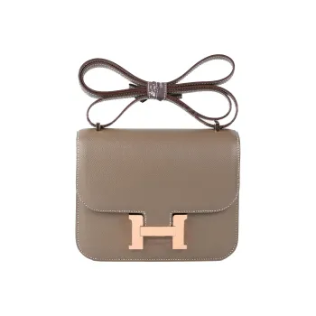 HERMES Constance Epsom Leather Shoulder Bag Crossbody Bag Mini Women's 18 Etoupe Elephant Gray
