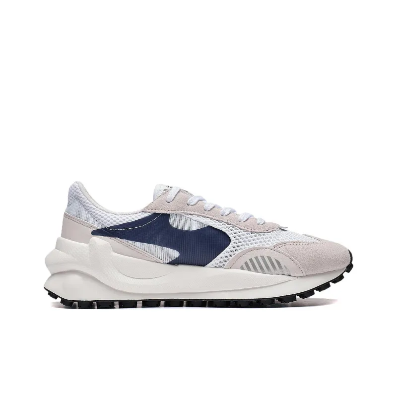 LiNing Square And Round Anti Slip Wear Resistant Low Top Sports Casual Shoes Men's White Gray Blue-1