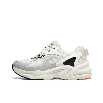 Skechers BOBS BAMINA 2 Lava Ripple Cushioning Wear Resistant Low Top Casual Shoes Men's White Gray Orange