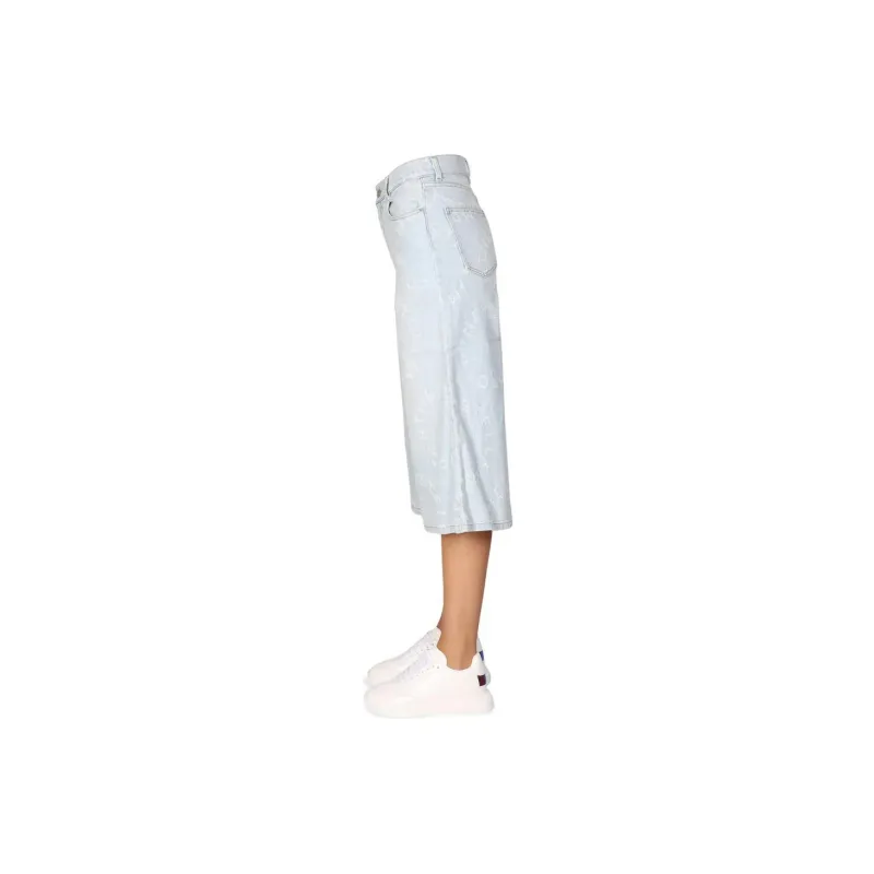 Stella McCartney Stella Logo Distressed Denim Culottes-2