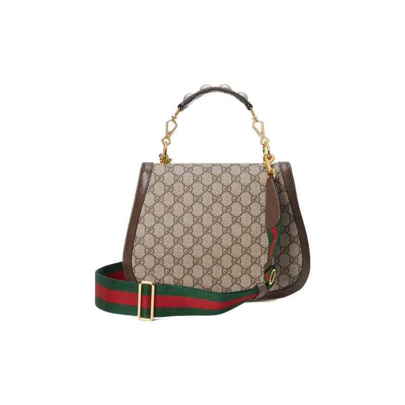 GUCCI Blondie Canvas With Leather Binding Shoulder Bag Crossbody Bag Handbag Medium Size Women's Brown-3