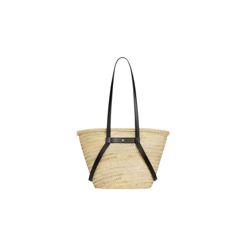 Givenchy Voyou Cow Leather Basket Bag, Portable Crossbody Bag, Shoulder Bag Medium Size Women's Black/Natural-4