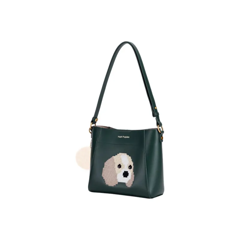 Hush Puppies Cow Leather Crossbody Bags Shoulder Bags Medium Size Women's Black-1
