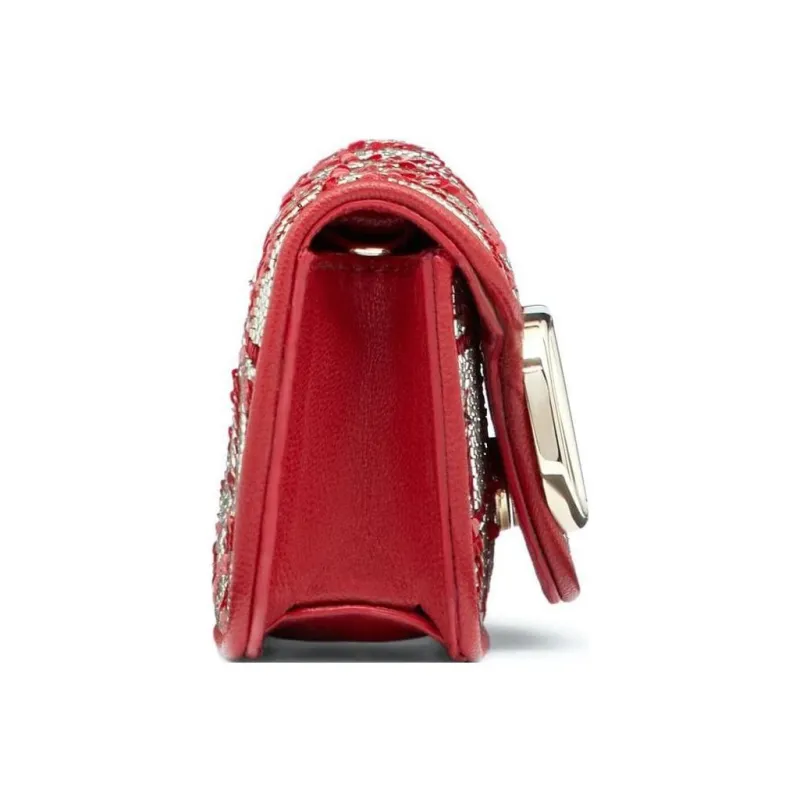 Valentino Silk Crossbody Bag Shoulder Bag Women's Red/Gold-2