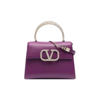 Valentino VSLING Calfskin Shoulder Bag Crossbody Bag Handbag Small Size Women's Purple