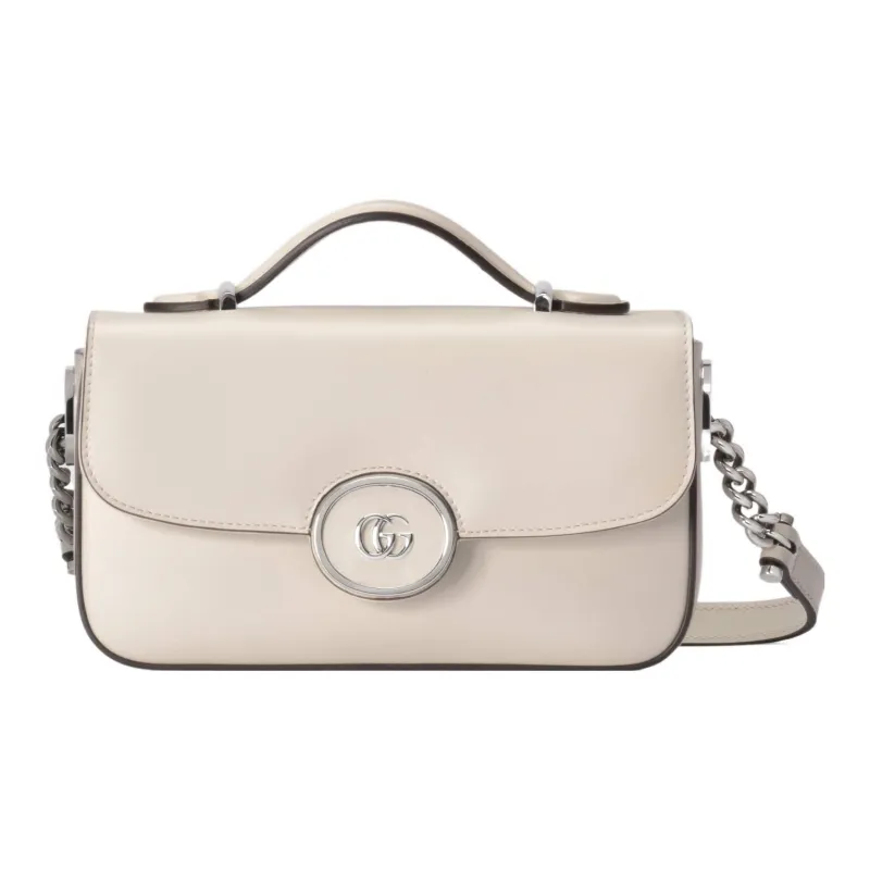 GUCCI Leather Handbag Shoulder Bag Crossbody Bag Mini Women's White-0
