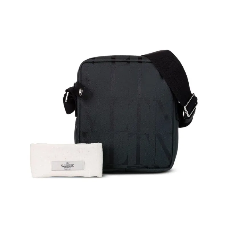 Valentino VLTN Nylon Shoulder Bag Crossbody Bag Small Size Men's Black-4