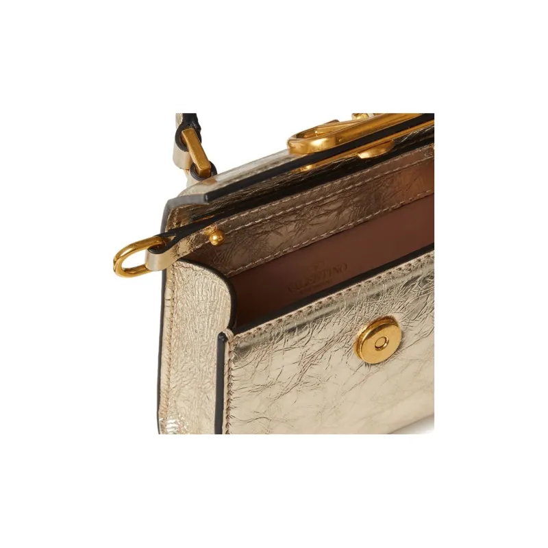 Valentino GARAVANI Calfskin Shoulder Bag Crossbody Bag Handbag Mini Women's Gold-5