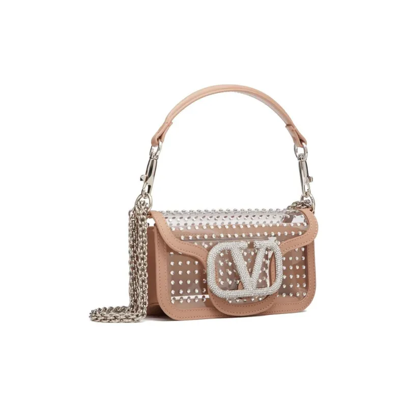 Valentino Calfskin Portable Crossbody Bag, Shoulder Bag Women's Pink-2