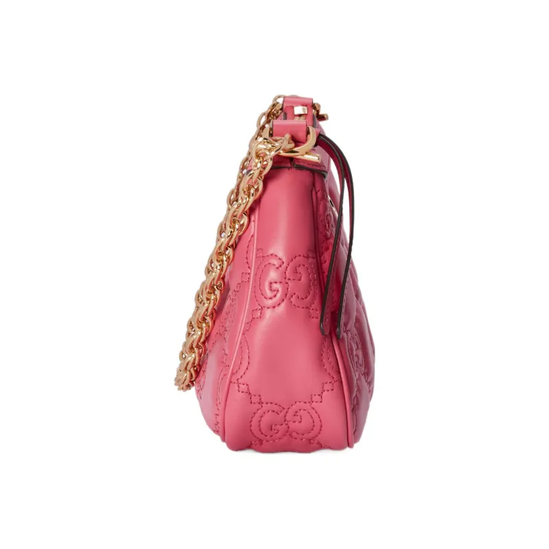 GUCCI GG Matelassé Leather Pochette, Shoulder Bag Shoulder Bag, Handbag Women's Pink-4