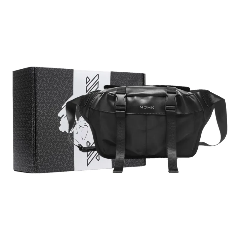 NOMK Oxford Workwear Messenger Bag Shoulder Bag Crossbody Bag Large Size Unisex Black-7