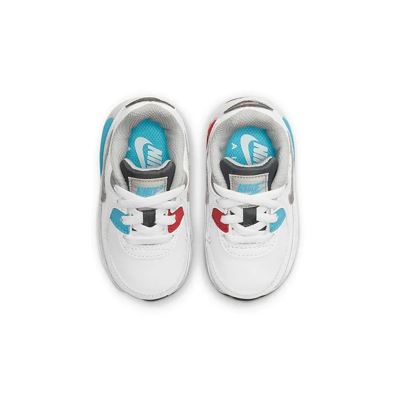 Nike Air Max 90 Slip-Resistant Cushioning Low-Top Toddler Shoes Red Blue White Infant And Toddler-3