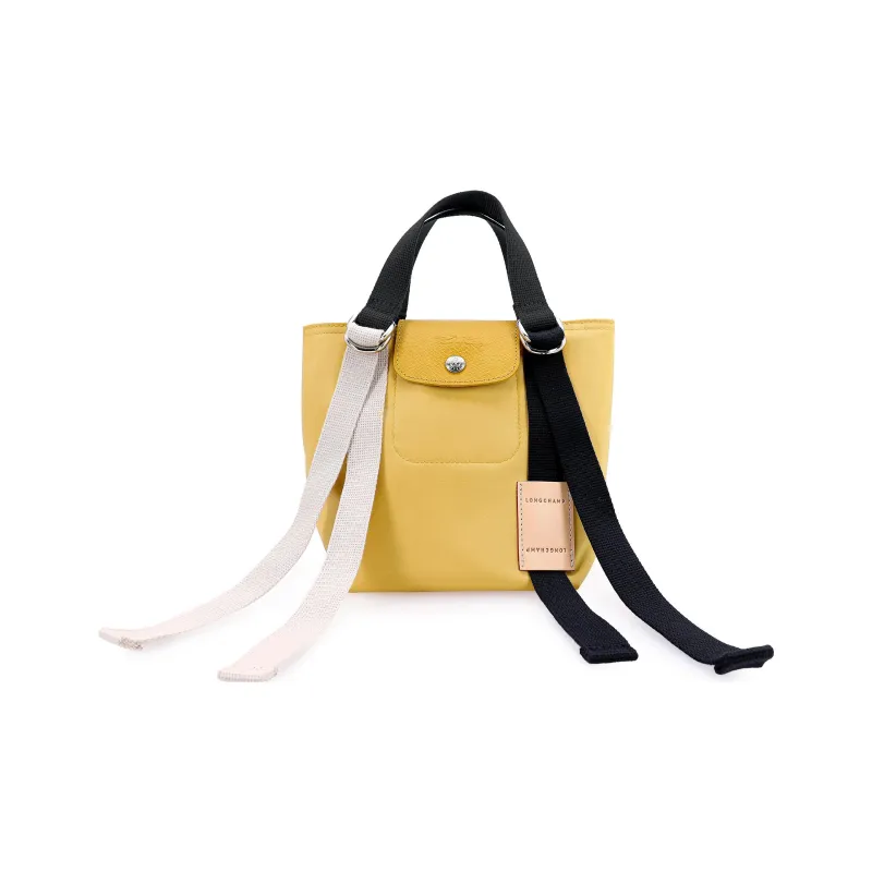 LONGCHAMP Le Pliage Re play Canvas With Leather Trim Canvas Shoulder Bag, Handbag Trumpets Women's Grain Yellow-0