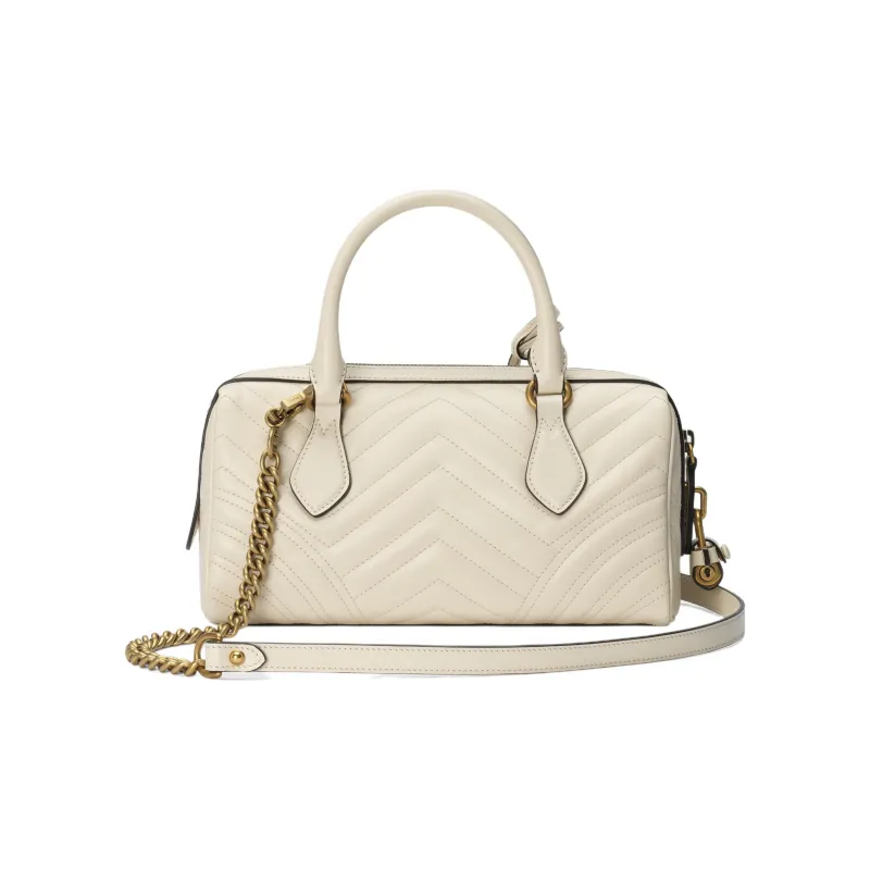 GUCCI Marmont Leather Shoulder Bag Crossbody Bag Handbag Small Size Women's White-2