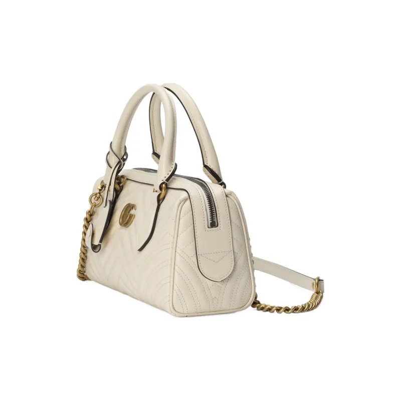 GUCCI Marmont Leather Shoulder Bag Crossbody Bag Handbag Small Size Women's White-1