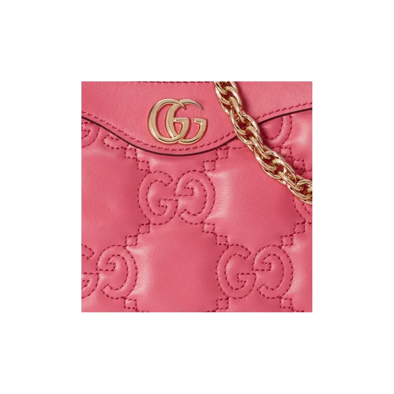 GUCCI GG Matelassé Leather Pochette, Shoulder Bag Shoulder Bag, Handbag Women's Pink-9