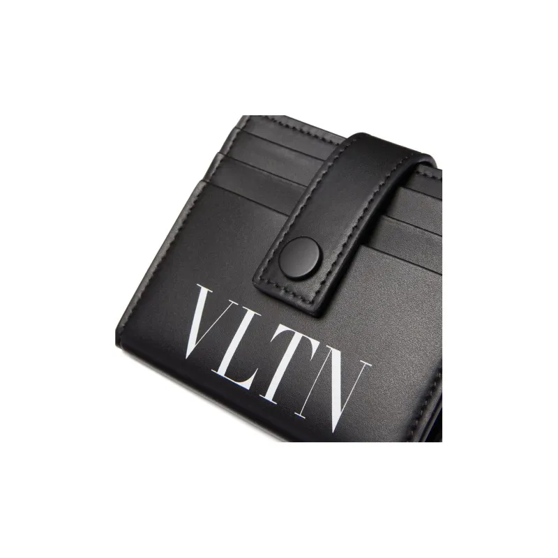 Valentino VLTN Cow Leather Wallet Card Holder Shoulder Bag Regular Men's Black-4